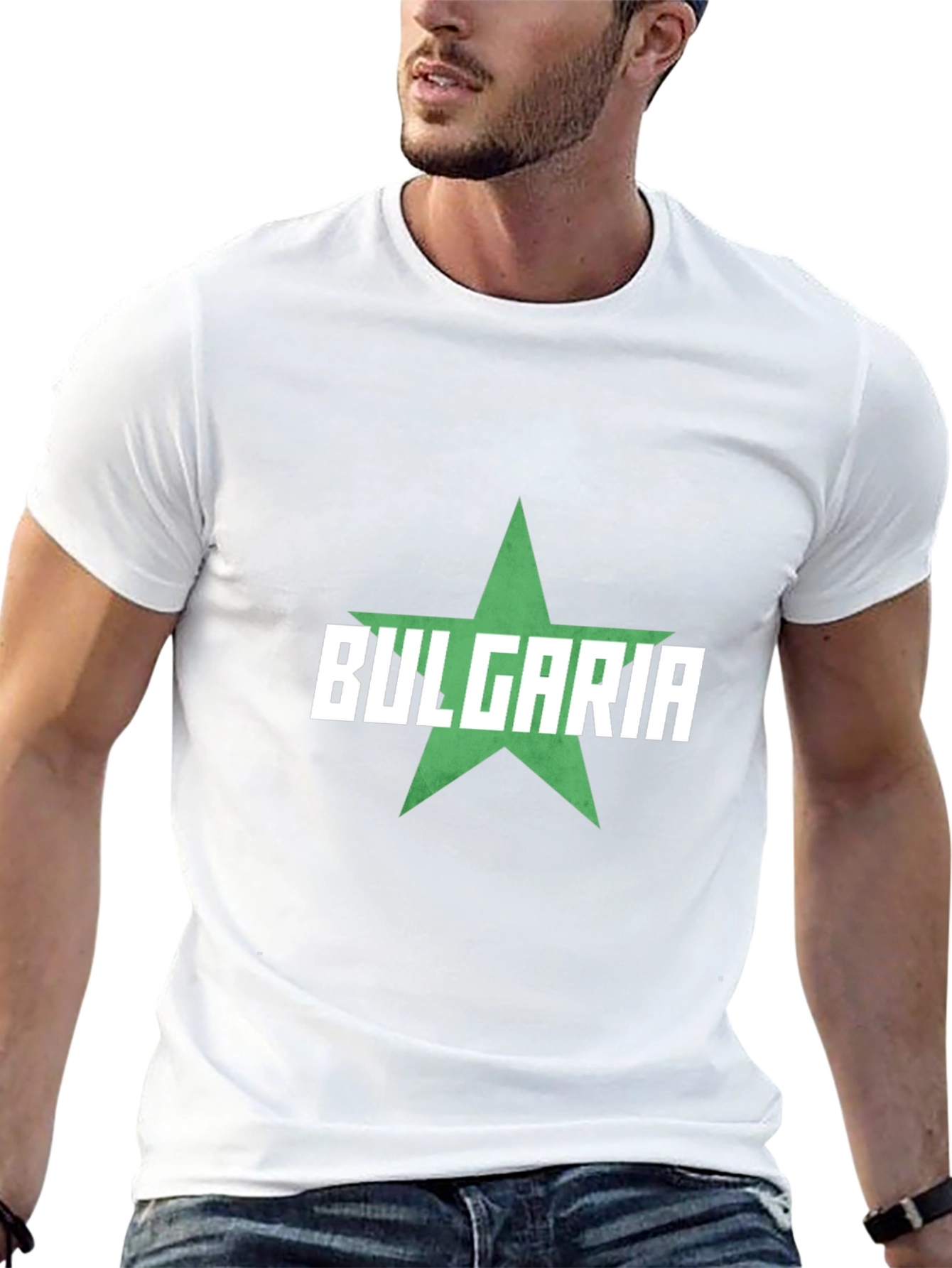 Bulgaria Star Graphic Tee - Black Cotton T-Shirt