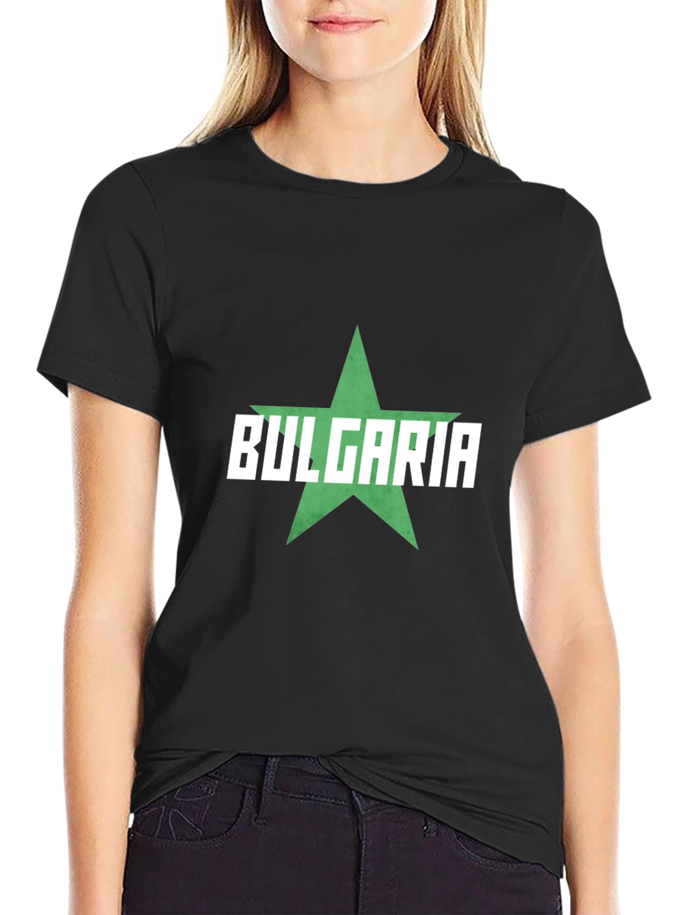 Bulgaria Star Graphic Tee - Black Cotton T-Shirt