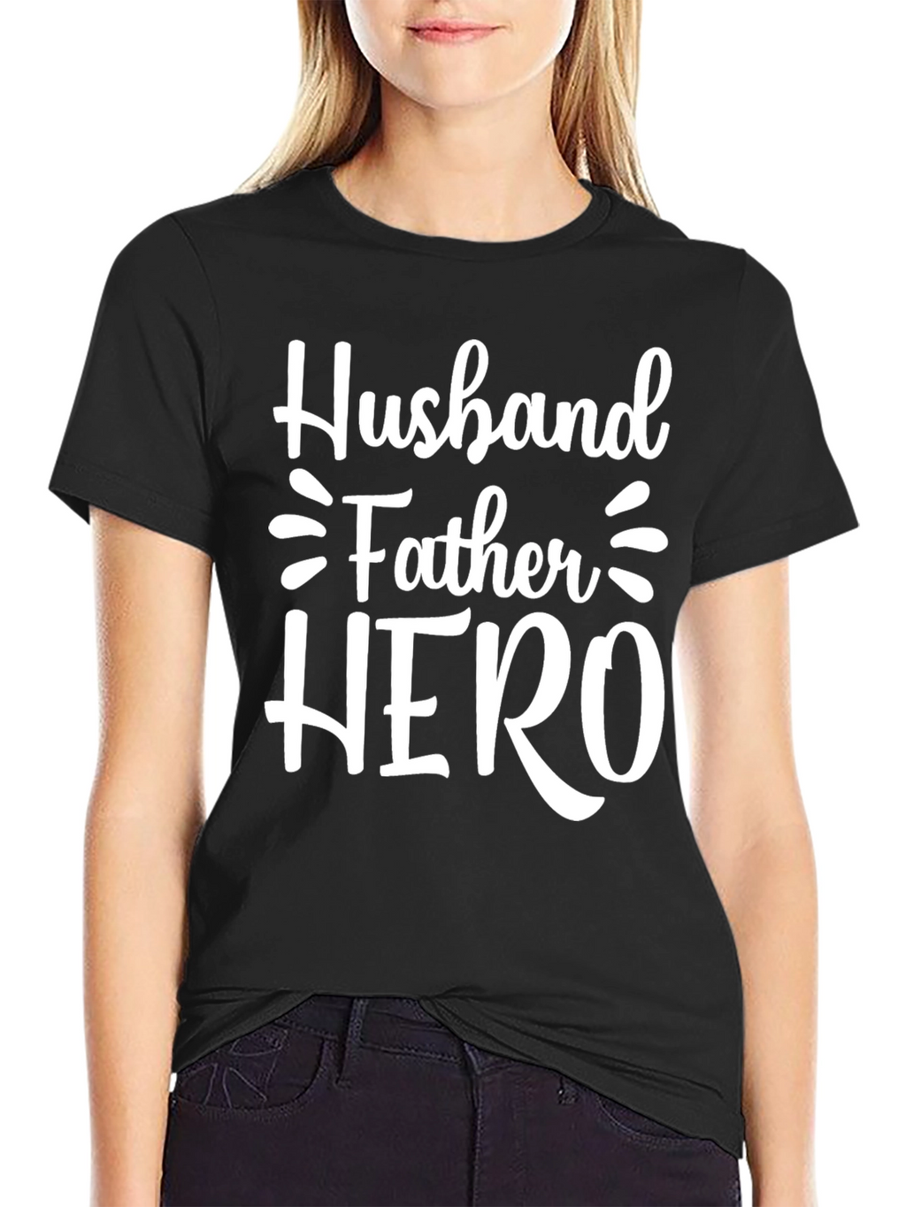 Husband Father Hero Graphic Tee - Black