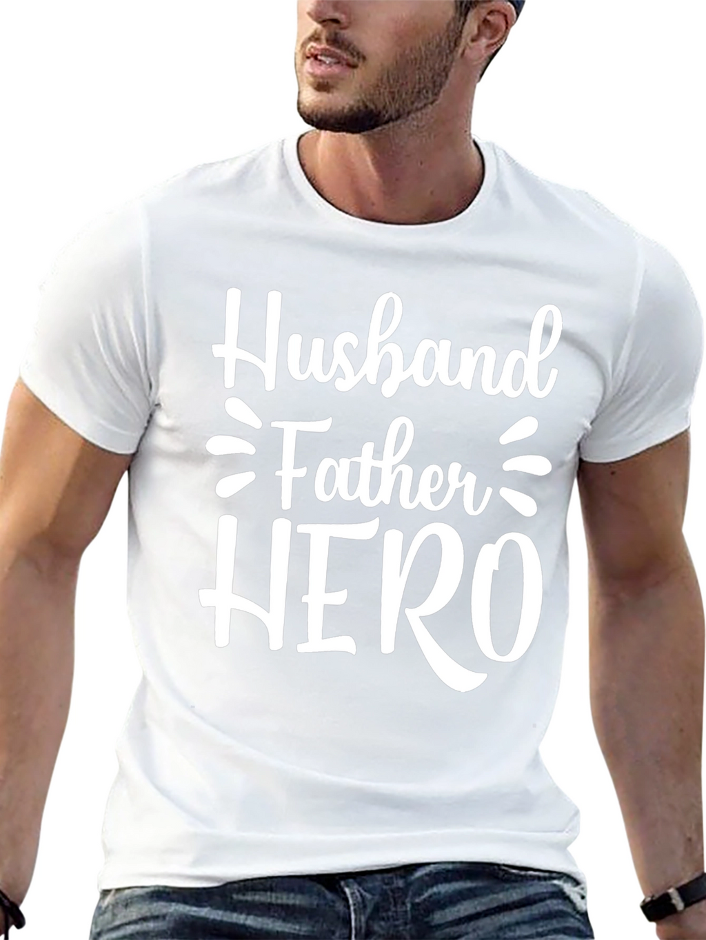 Husband Father Hero Graphic Tee - Black