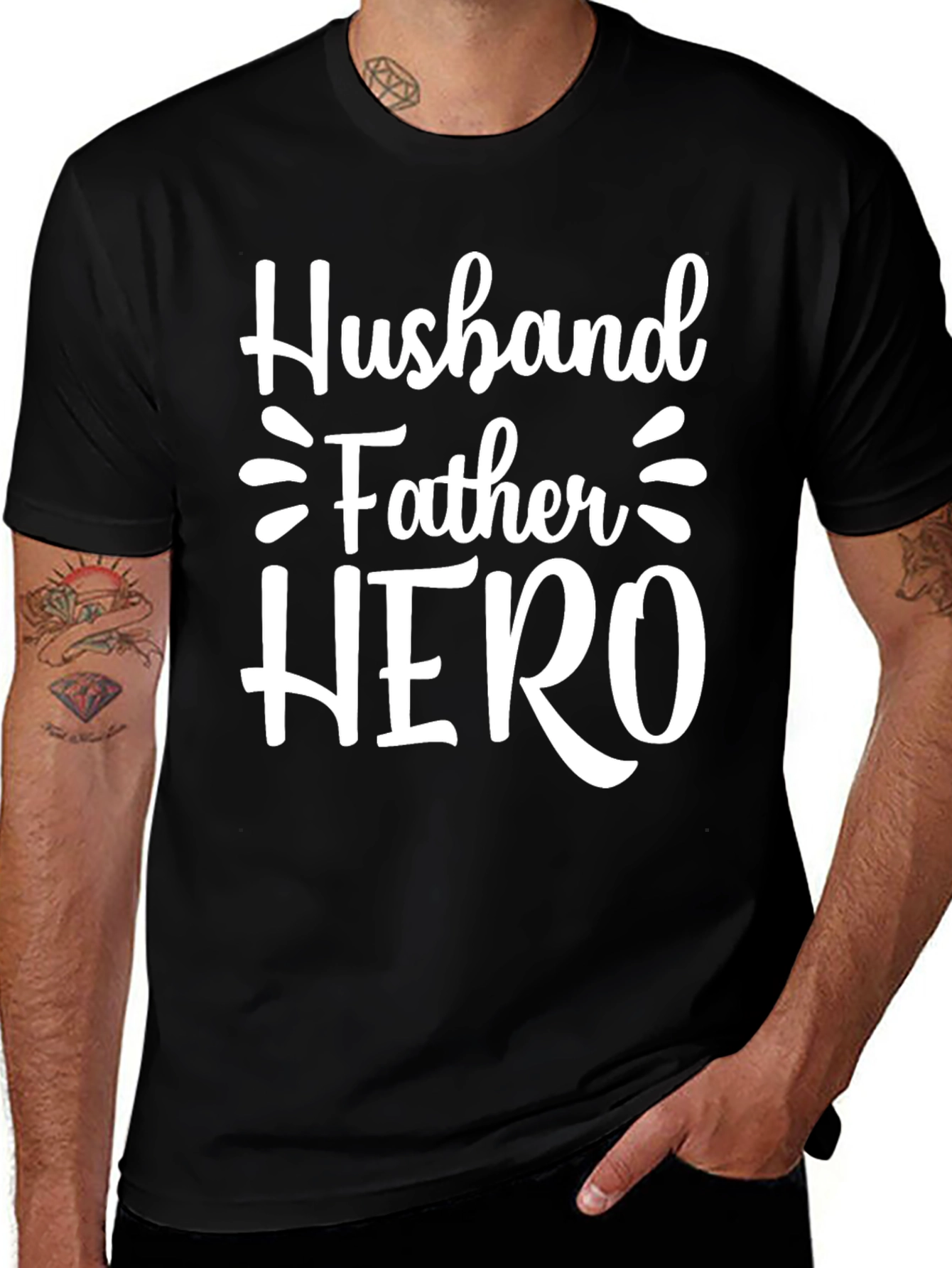 Husband Father Hero Graphic Tee - Black