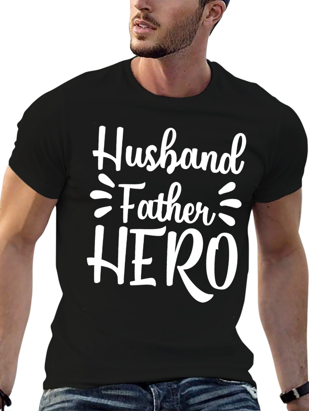Husband Father Hero Graphic Tee - Black