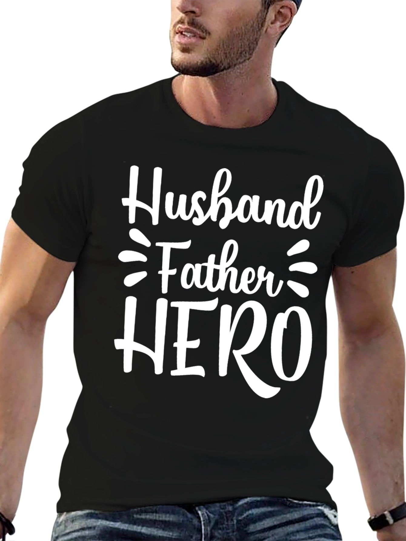 Husband Father Hero Graphic Tee - Black