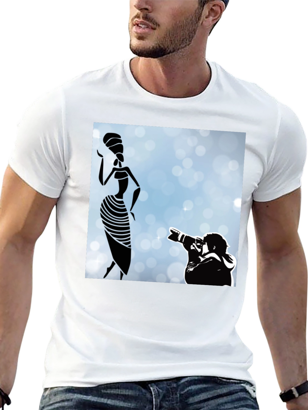 Stylish Black Graphic Tee - Fashion Photographer