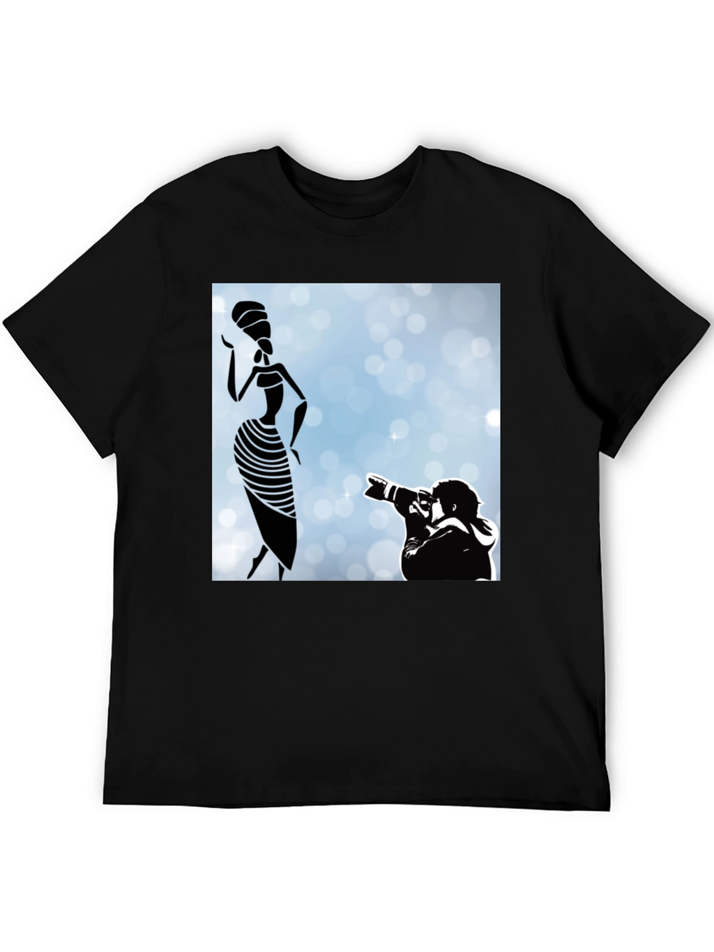 Stylish Black Graphic Tee - Fashion Photographer
