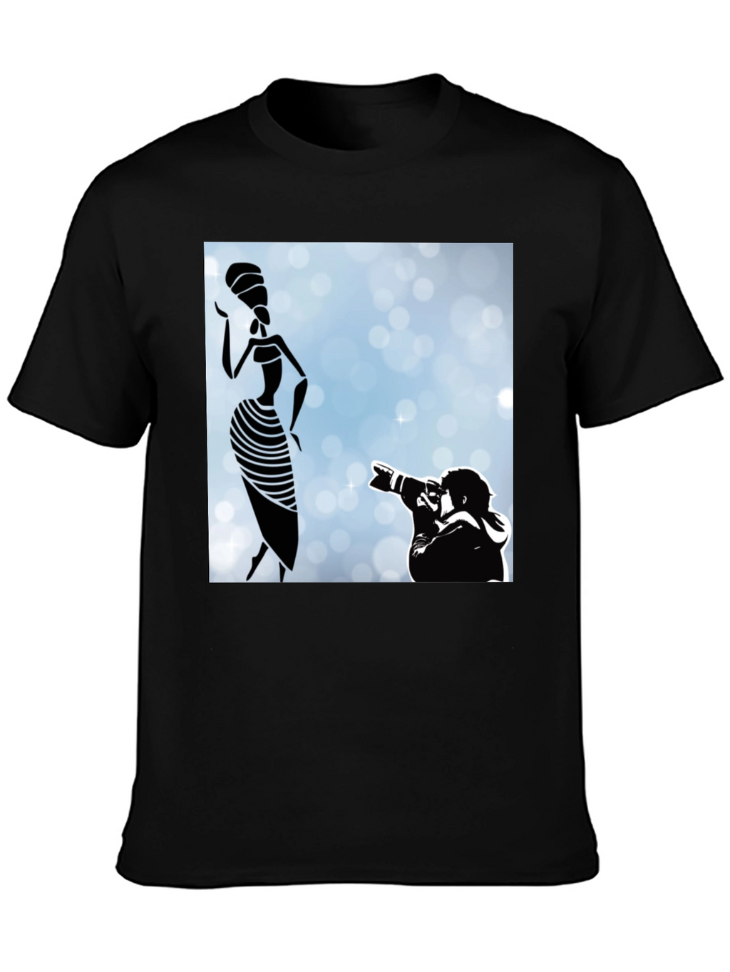 Stylish Black Graphic Tee - Fashion Photographer