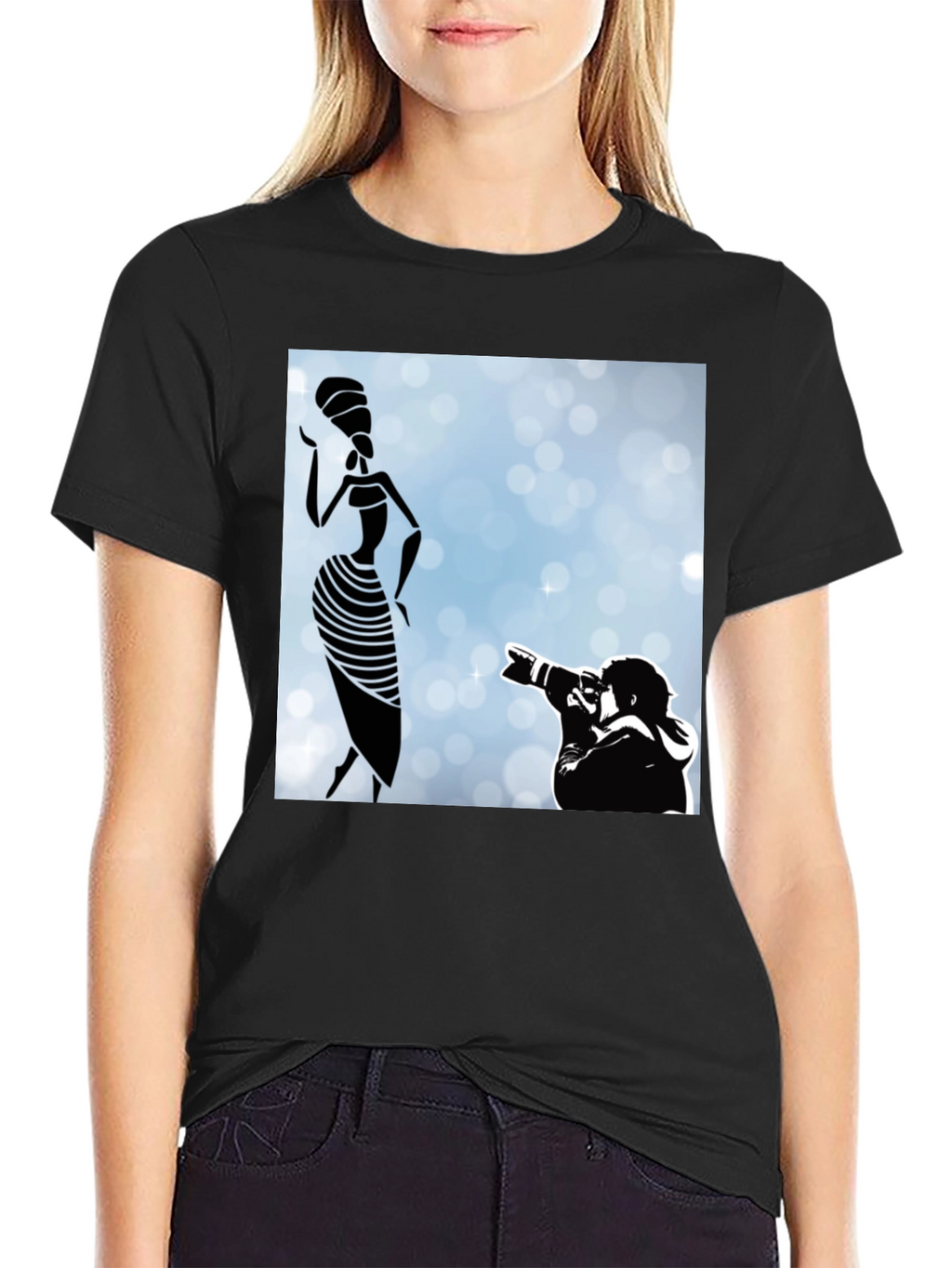 Stylish Black Graphic Tee - Fashion Photographer