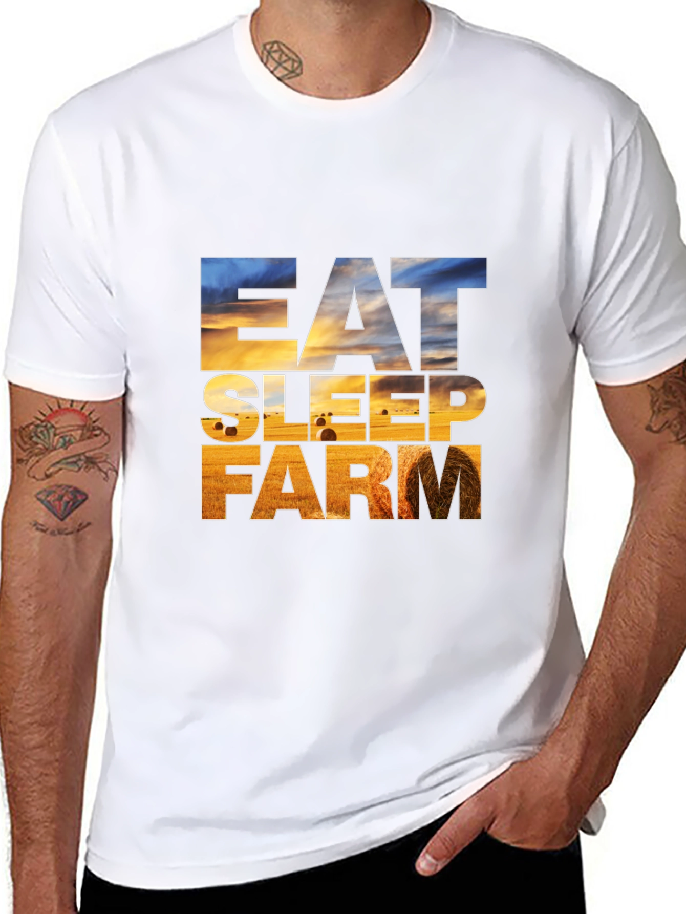 Eat Sleep Farm Graphic Tee - Farmer T-Shirt