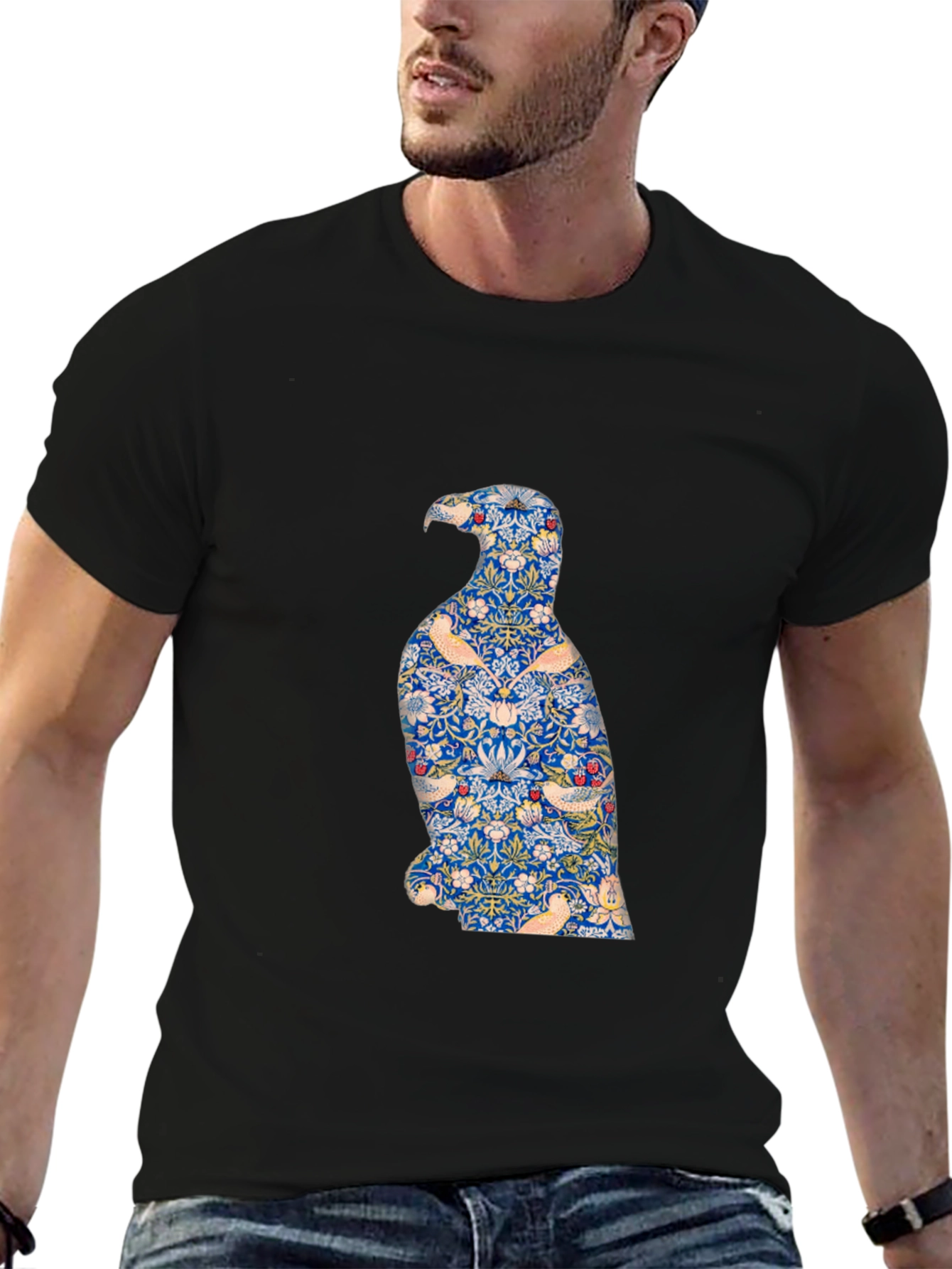 Stylish Eagle Graphic Print Black T-Shirt