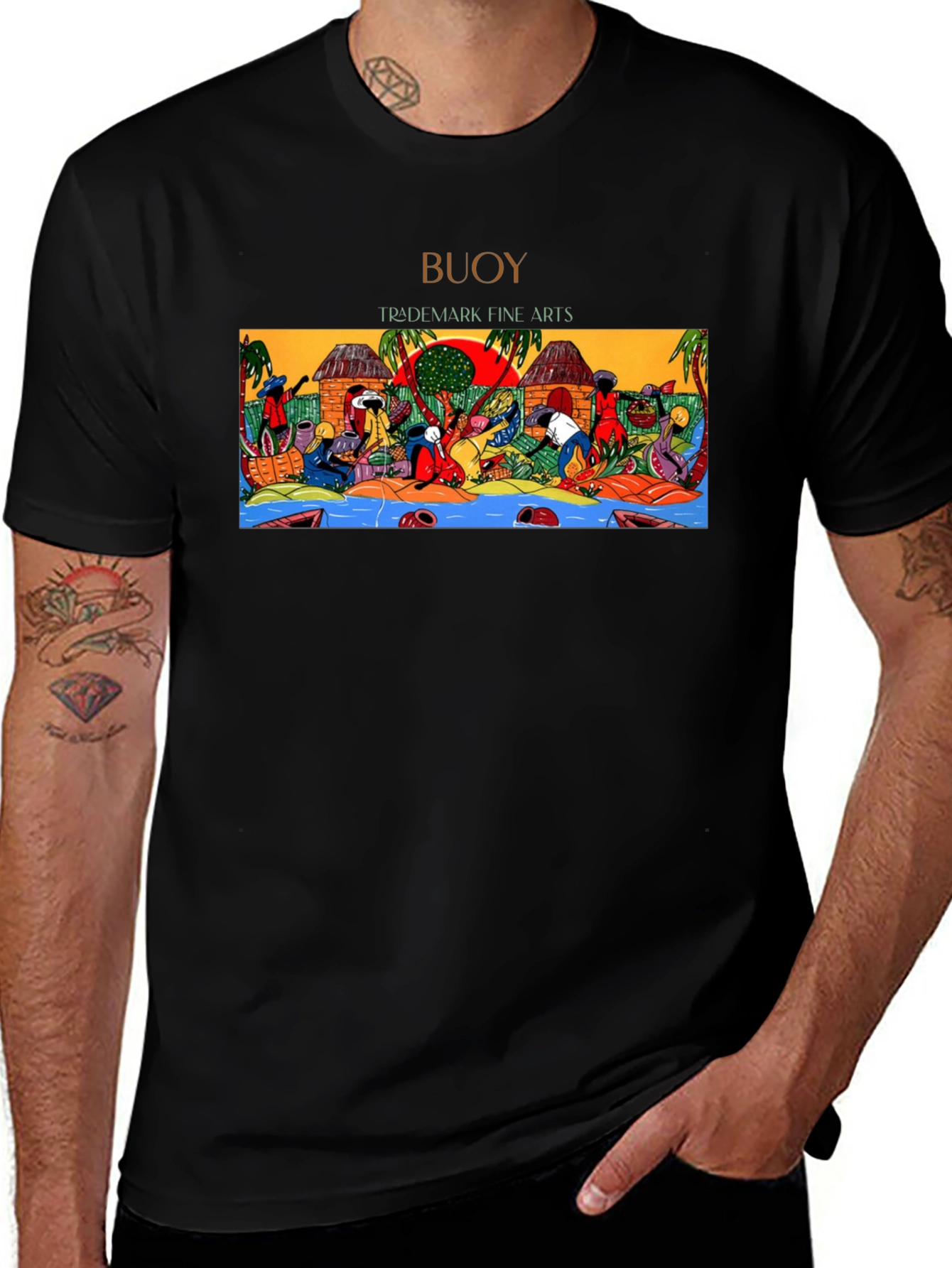 Buoy Trademark Fine Arts Graphic T-Shirt - Black