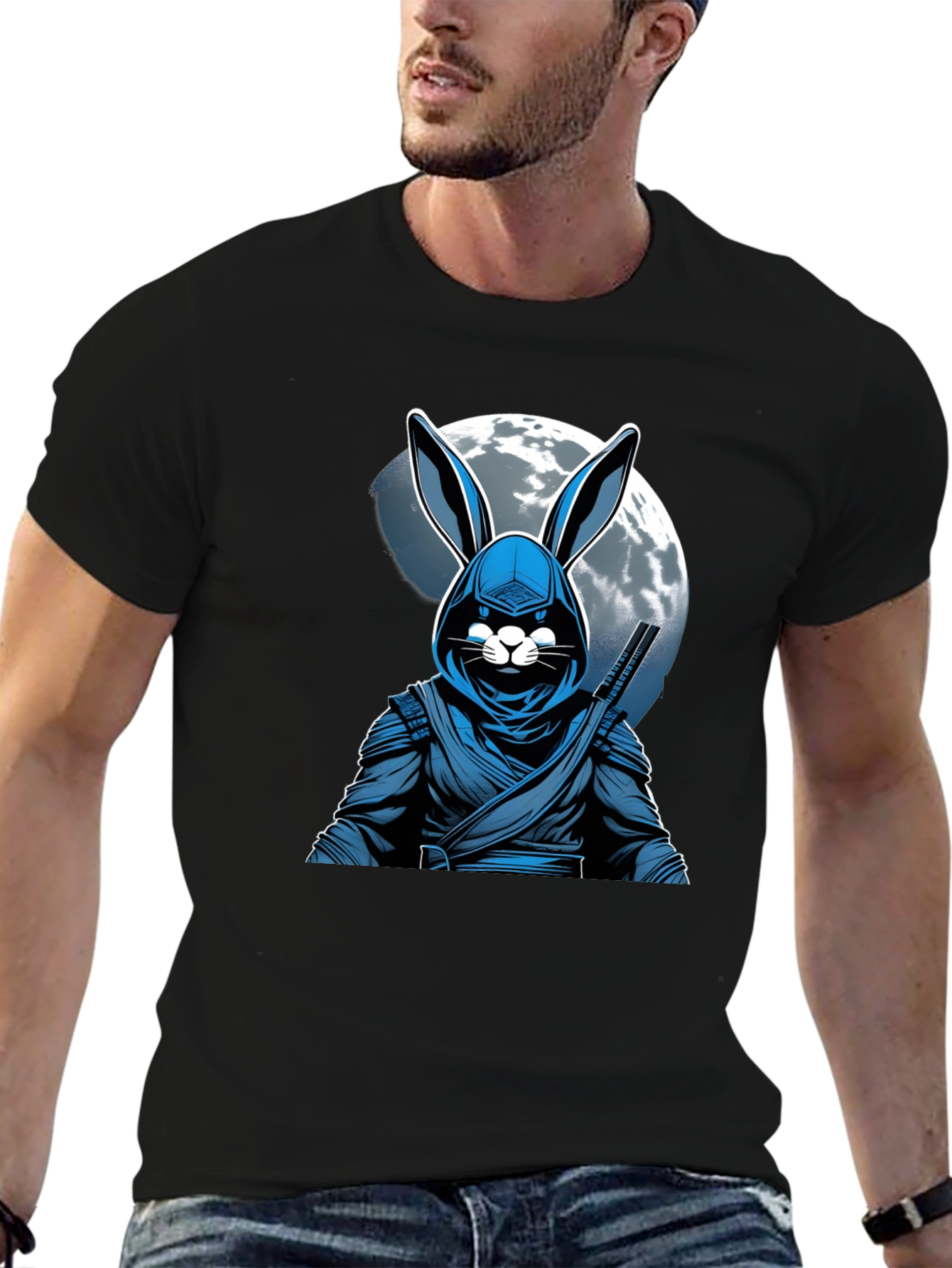 Ninja Rabbit Moon T-Shirt - Unique Graphic Tee
