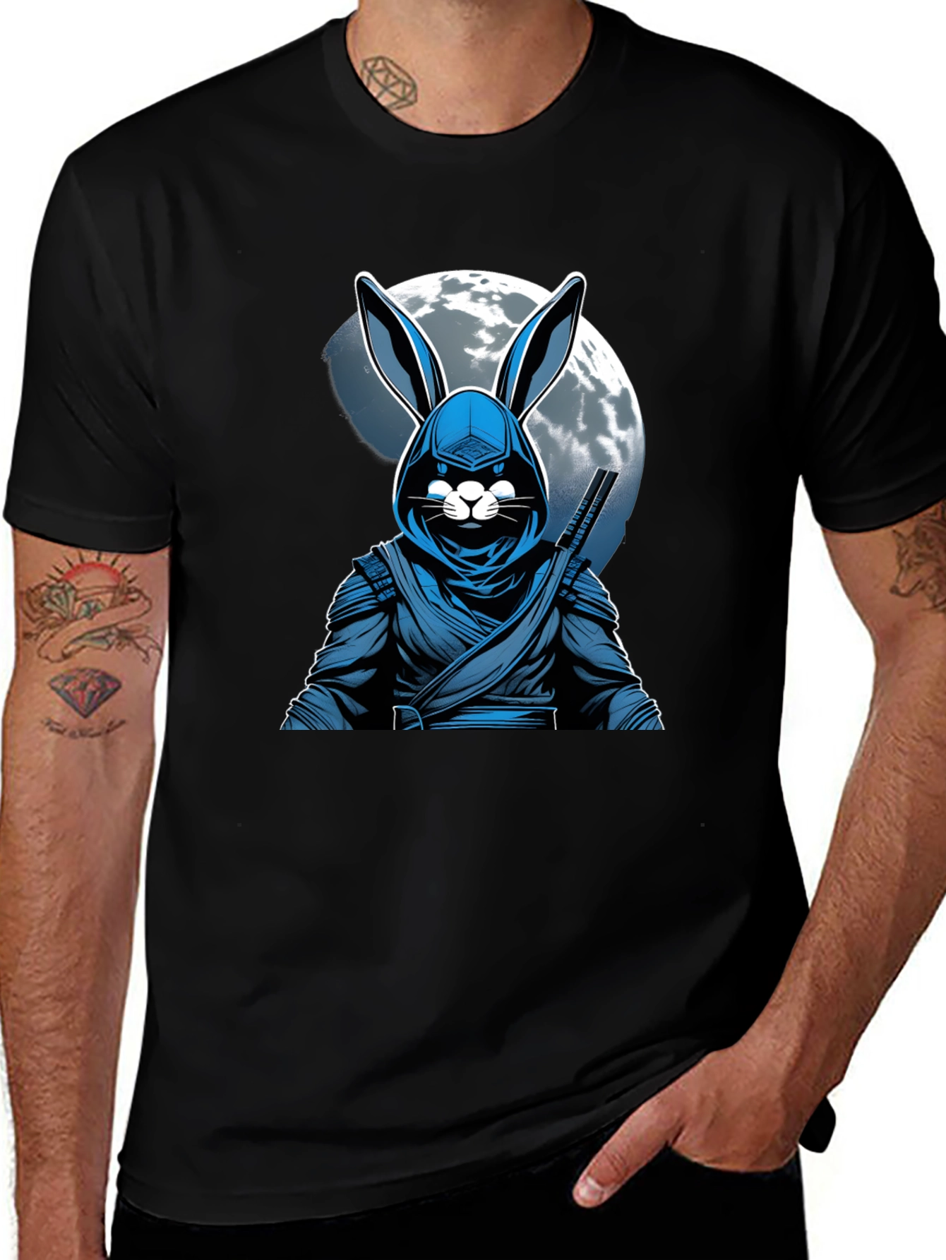 Ninja Rabbit Moon T-Shirt - Unique Graphic Tee