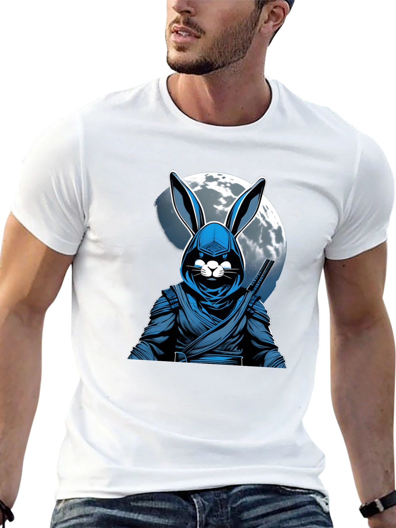 Ninja Rabbit Moon T-Shirt - Unique Graphic Tee