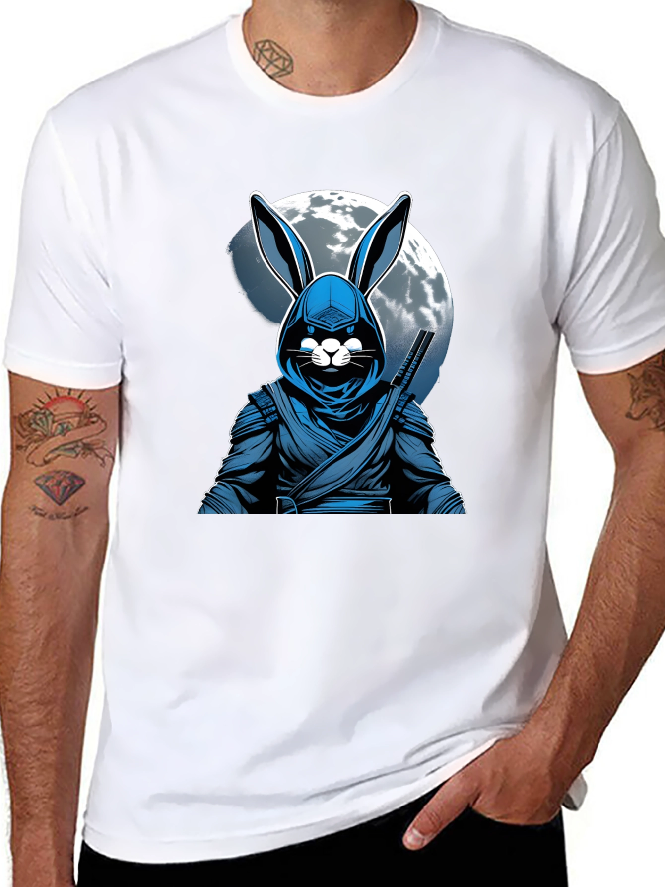 Ninja Rabbit Moon T-Shirt - Unique Graphic Tee