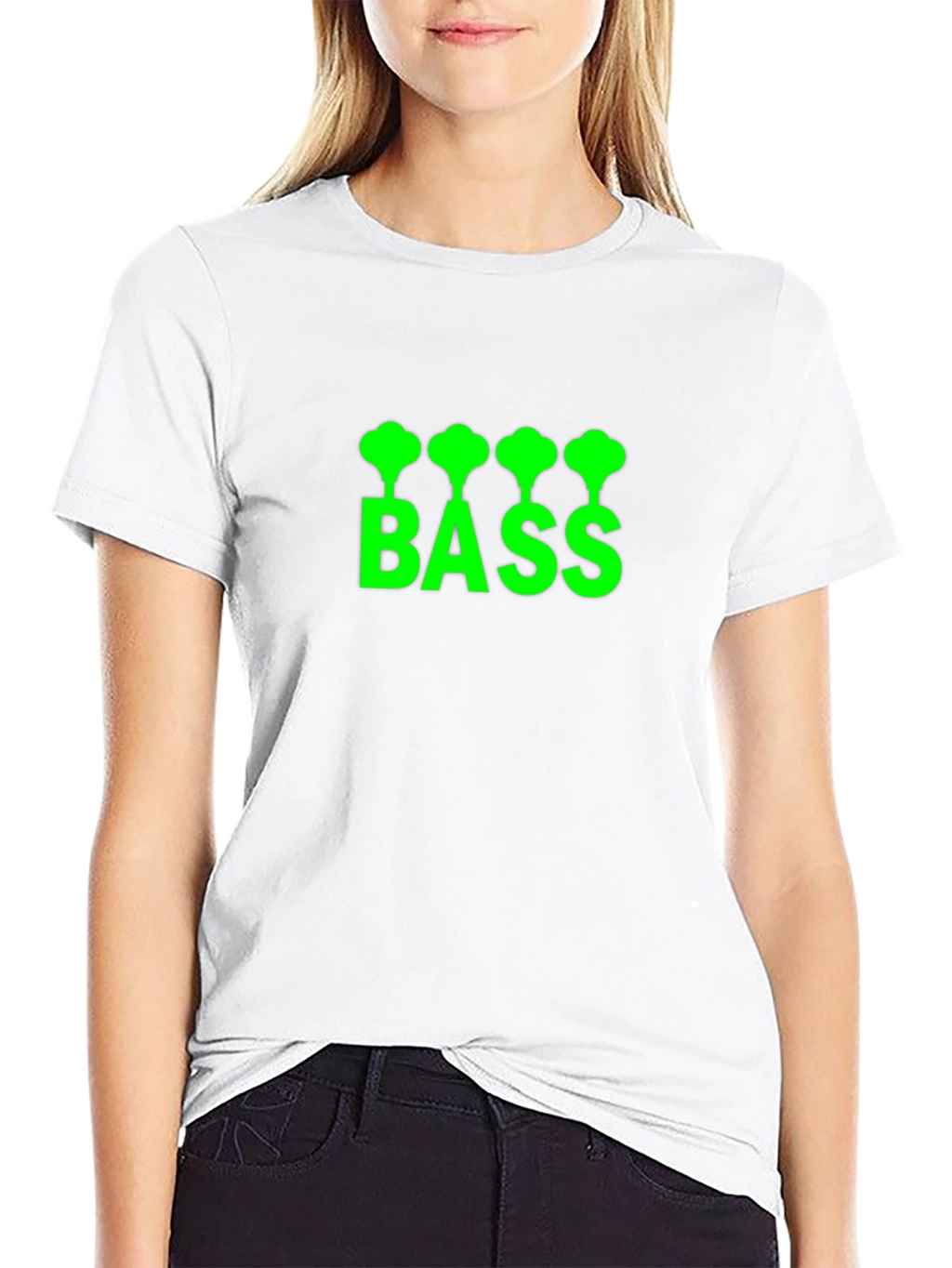 Bass Guitar T-Shirt - Green Graphic Print