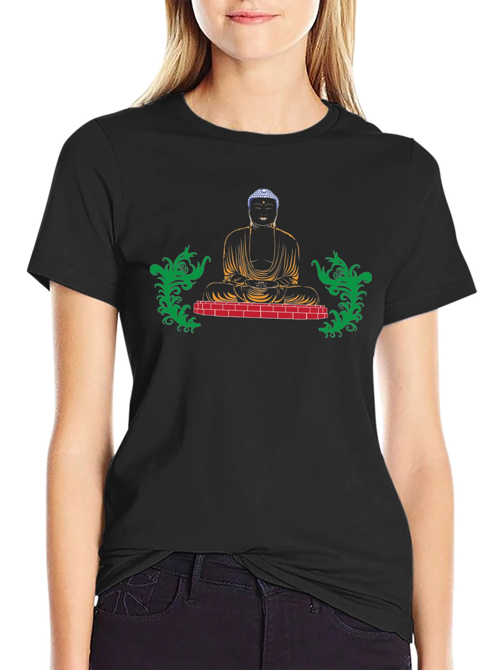 Buddha Graphic Print Black Tee