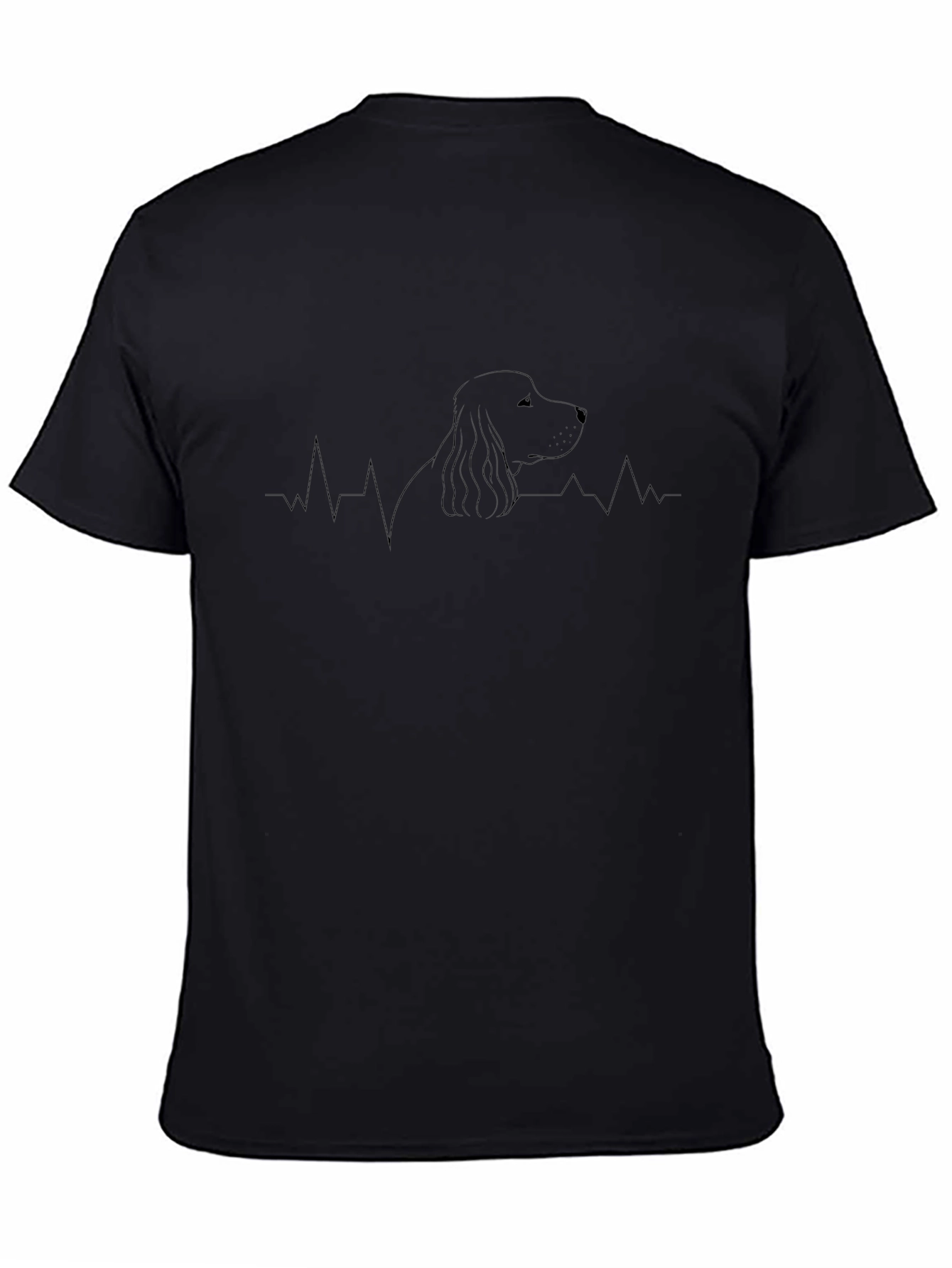 Dog Heartbeat Line Art Graphic Tee - Black