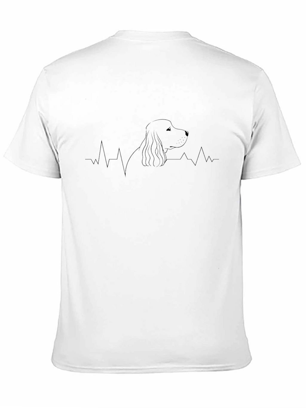 Dog Heartbeat Line Art Graphic Tee - Black