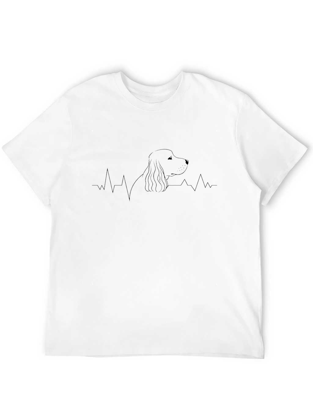 Dog Heartbeat Line Art Graphic Tee - Black