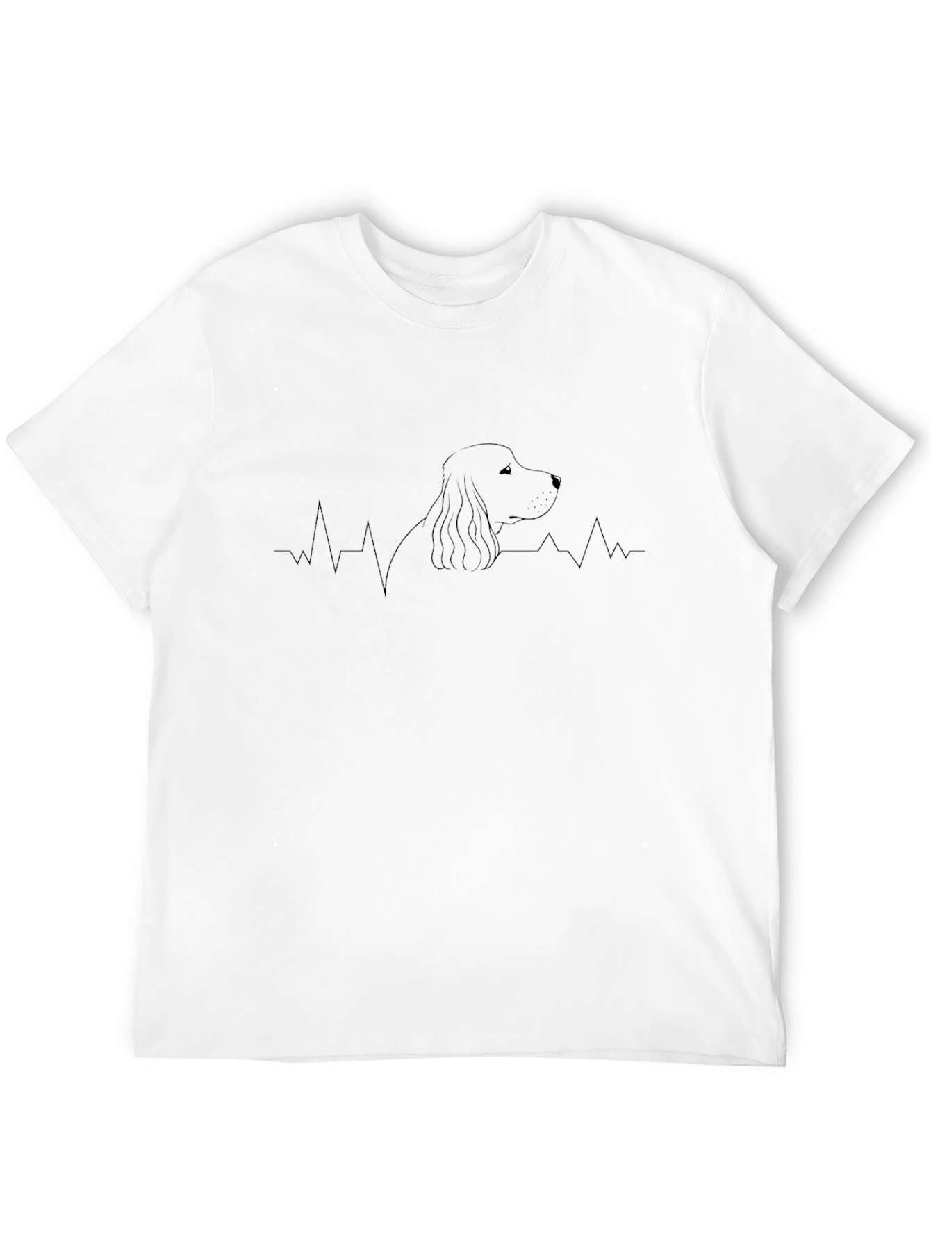 Dog Heartbeat Line Art Graphic Tee - Black