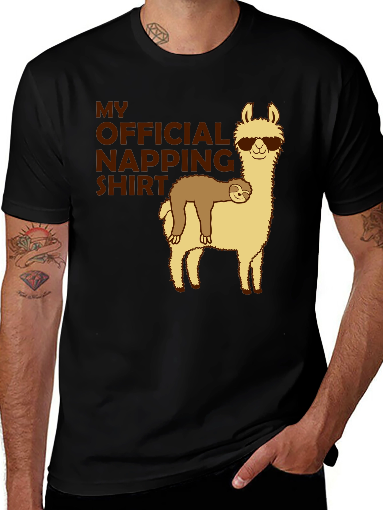 Funny Sloth Llama Napping T-Shirt