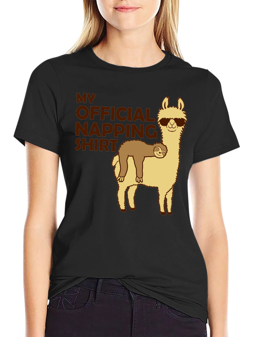 Funny Sloth Llama Napping T-Shirt