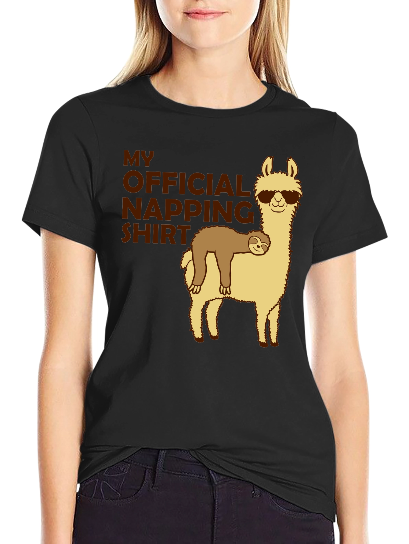 Funny Sloth Llama Napping T-Shirt
