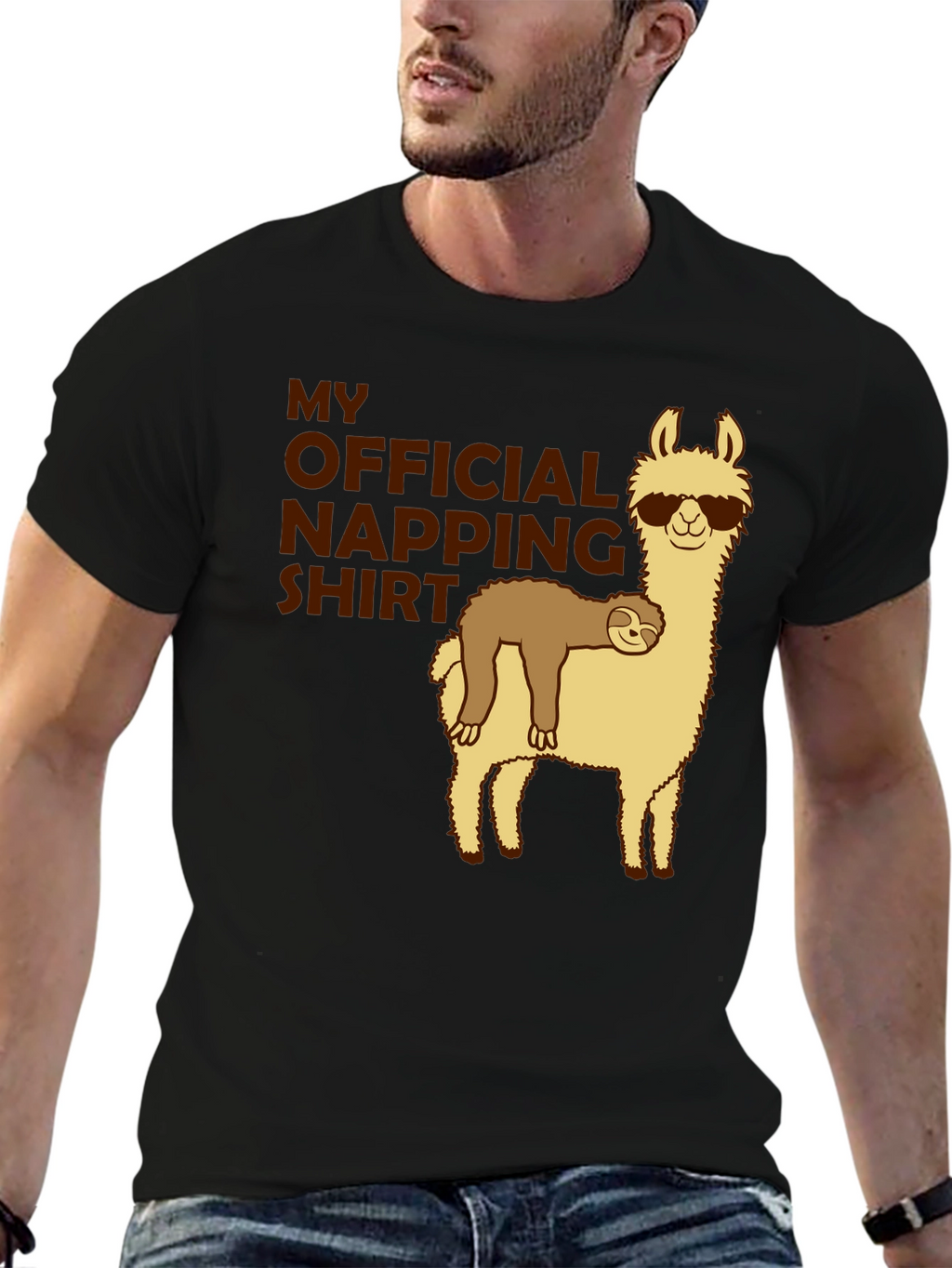 Funny Sloth Llama Napping T-Shirt