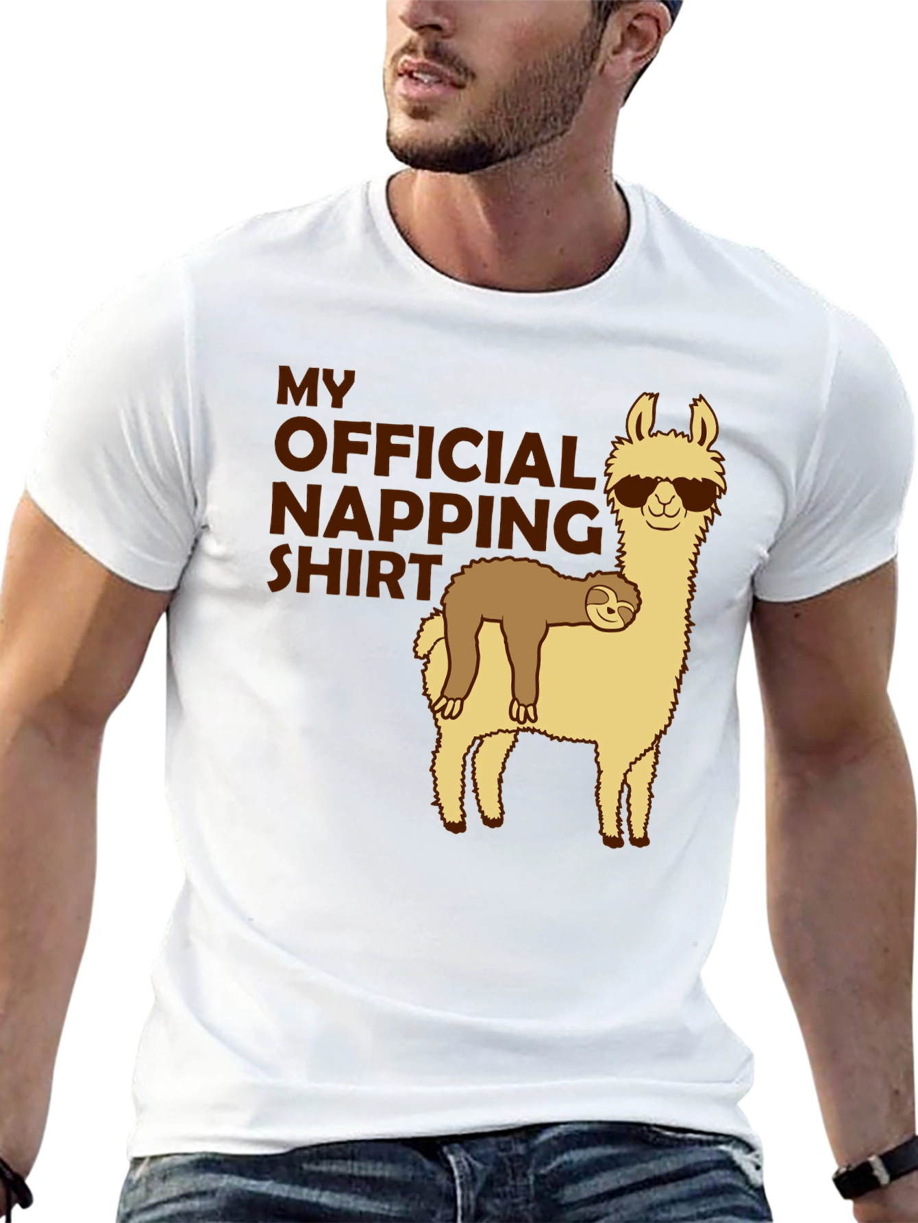 Funny Sloth Llama Napping T-Shirt