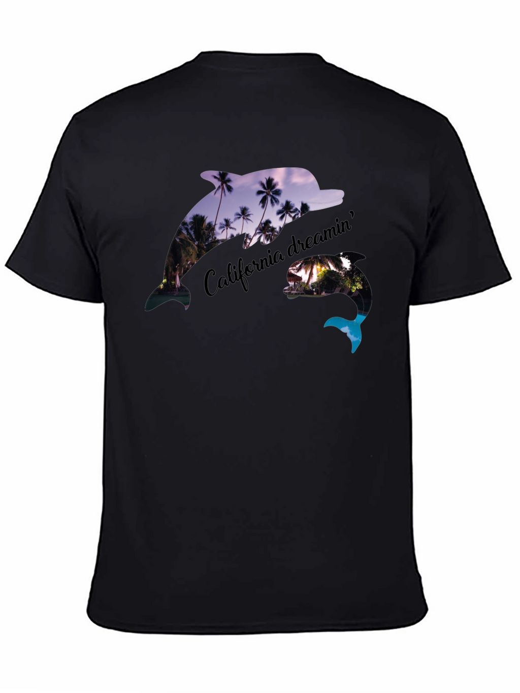 California Dreamin Dolphin Black Tee