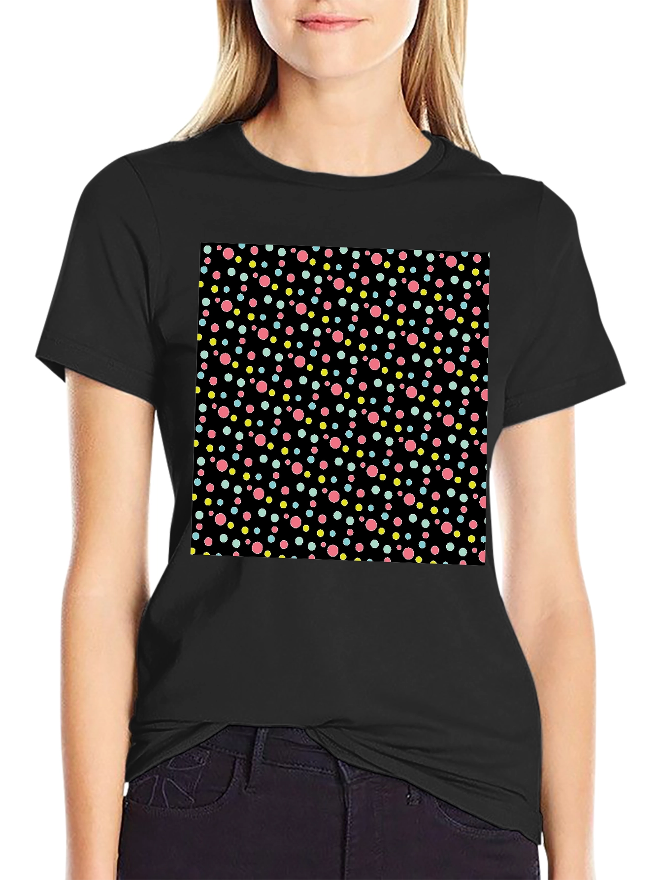 Polka Dot Black T-Shirt