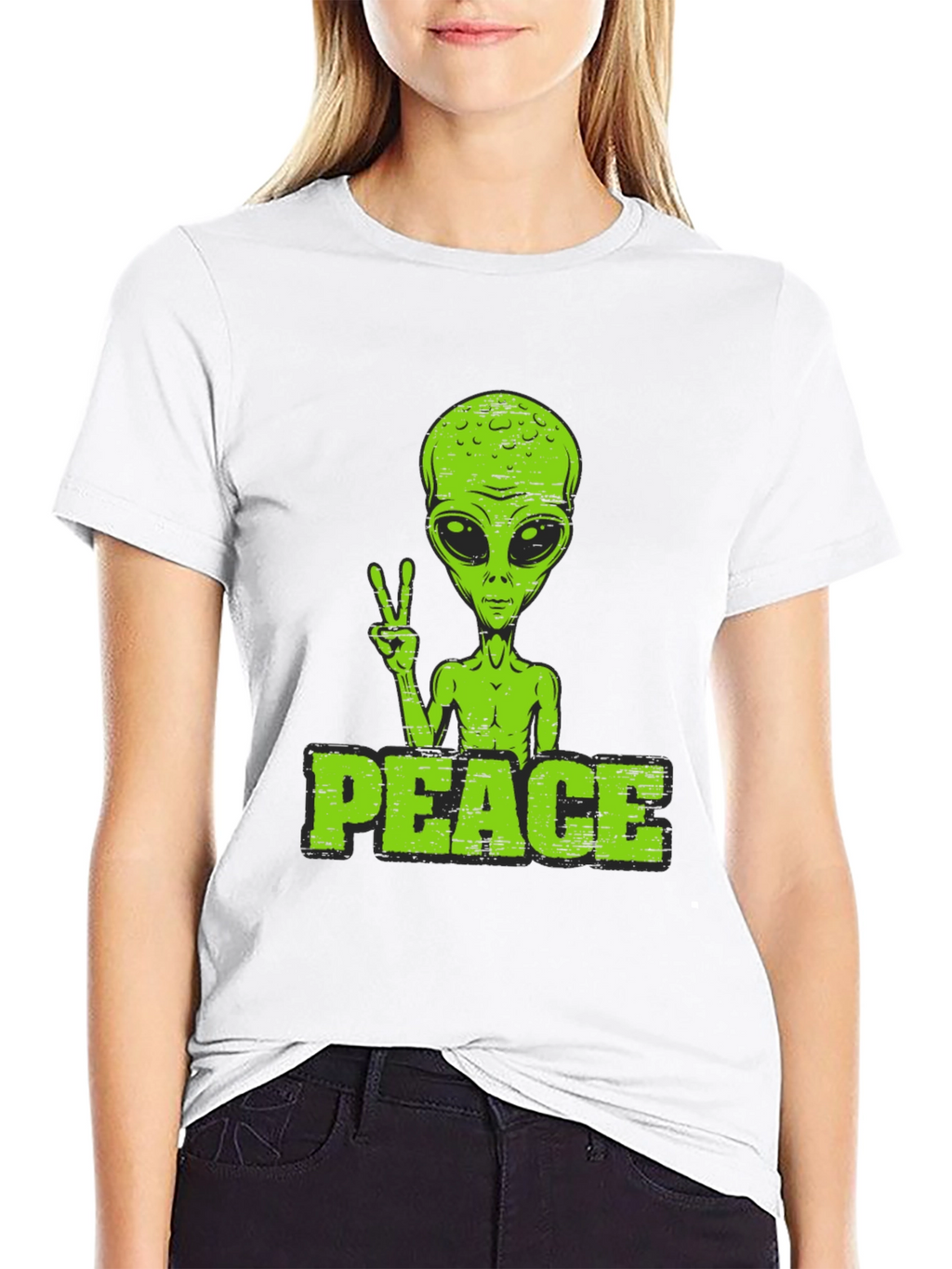 Alien Peace Sign T-Shirt - Retro Graphic Tee
