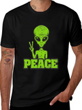 Alien Peace Sign T-Shirt - Retro Graphic Tee
