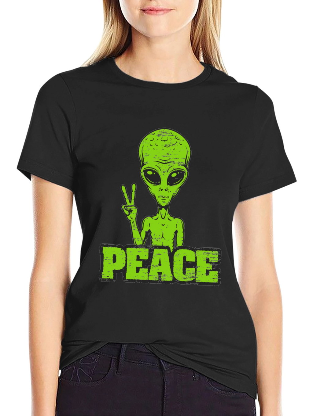 Alien Peace Sign T-Shirt - Retro Graphic Tee