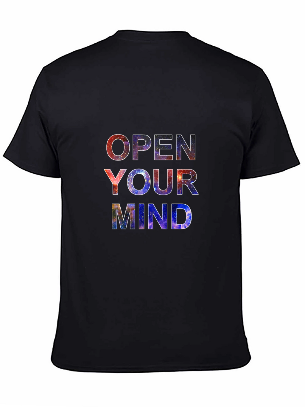 Open Your Mind Galaxy Print Black T-Shirt