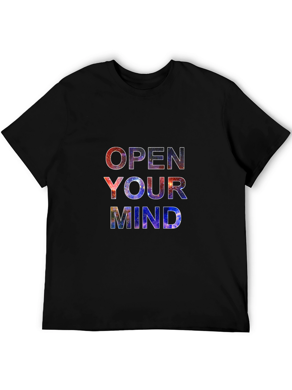 Open Your Mind Galaxy Print Black T-Shirt
