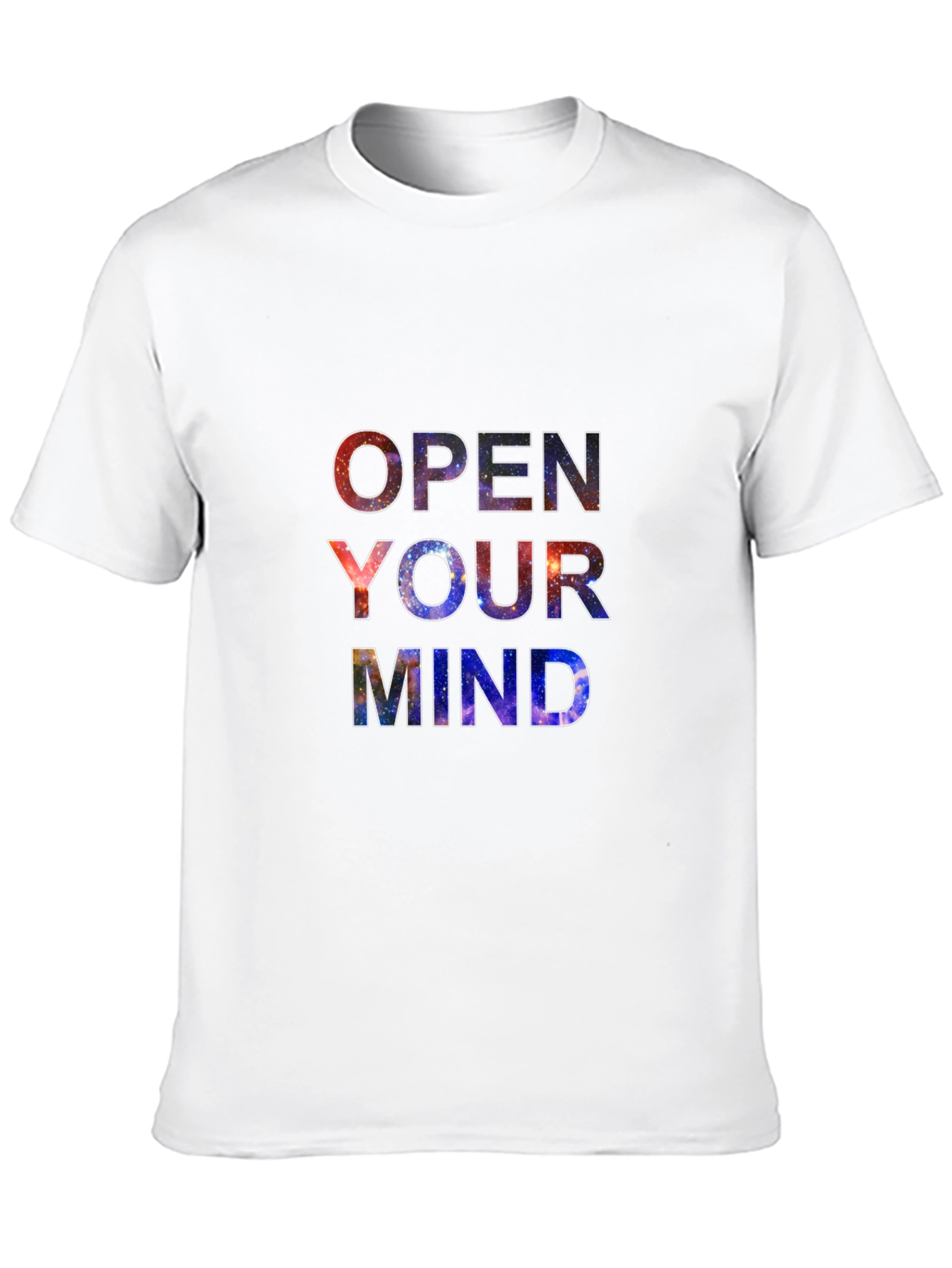 Open Your Mind Galaxy Print Black T-Shirt