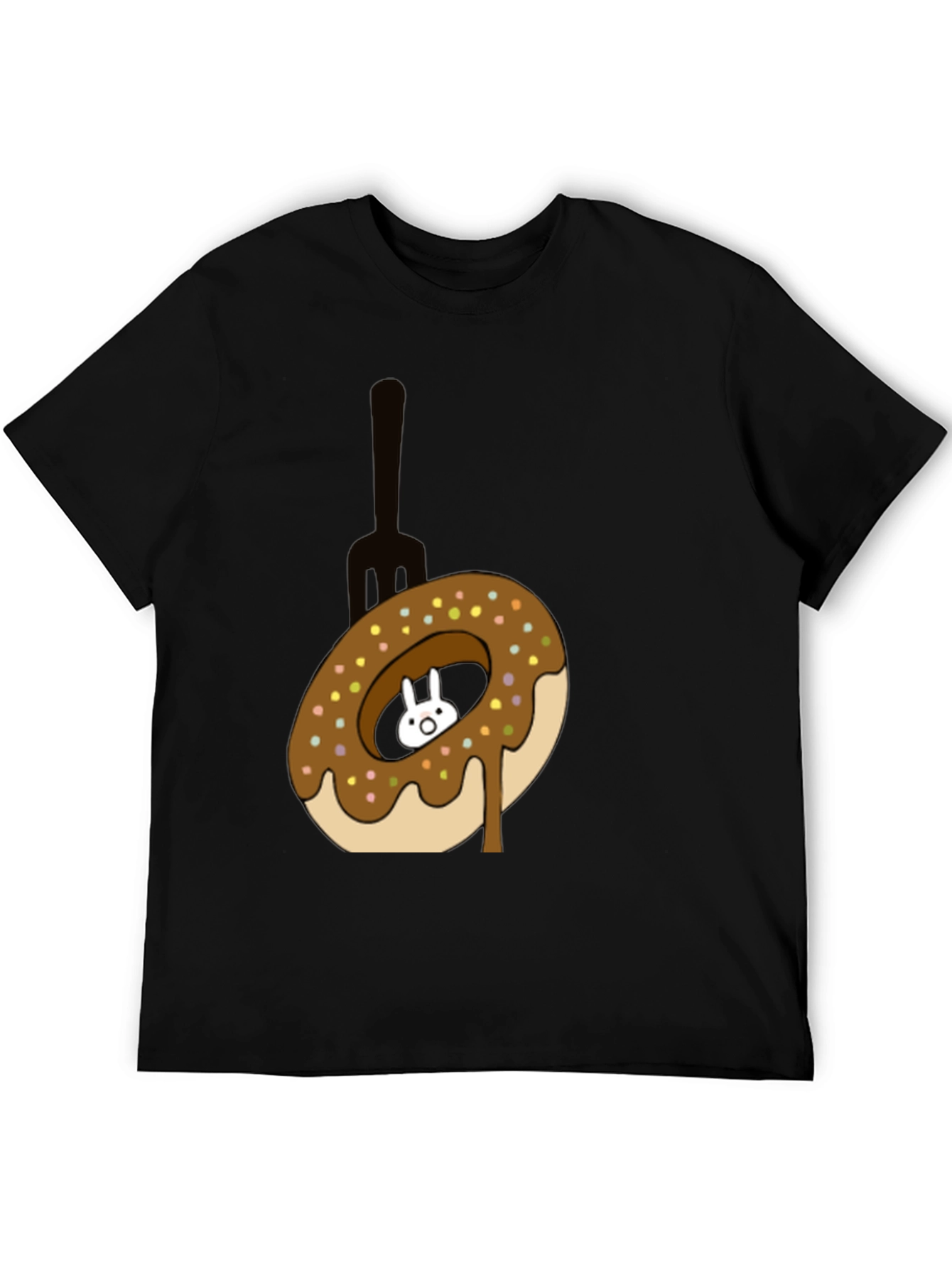 Donut Rabbit Graphic Tee - Funny Cartoon T-Shirt