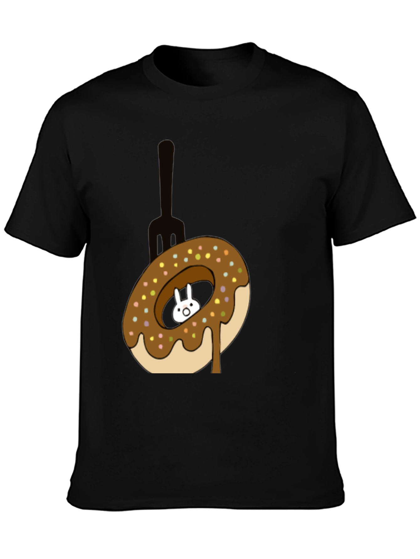 Donut Rabbit Graphic Tee - Funny Cartoon T-Shirt