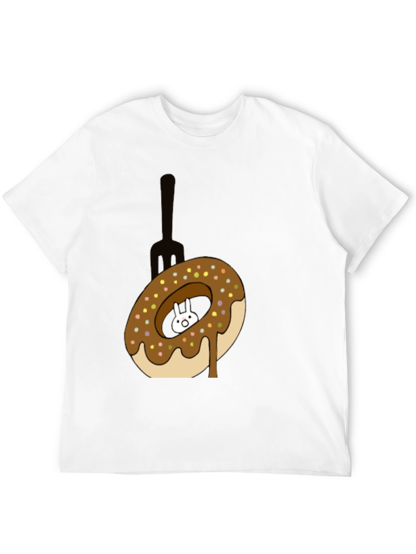 Donut Rabbit Graphic Tee - Funny Cartoon T-Shirt