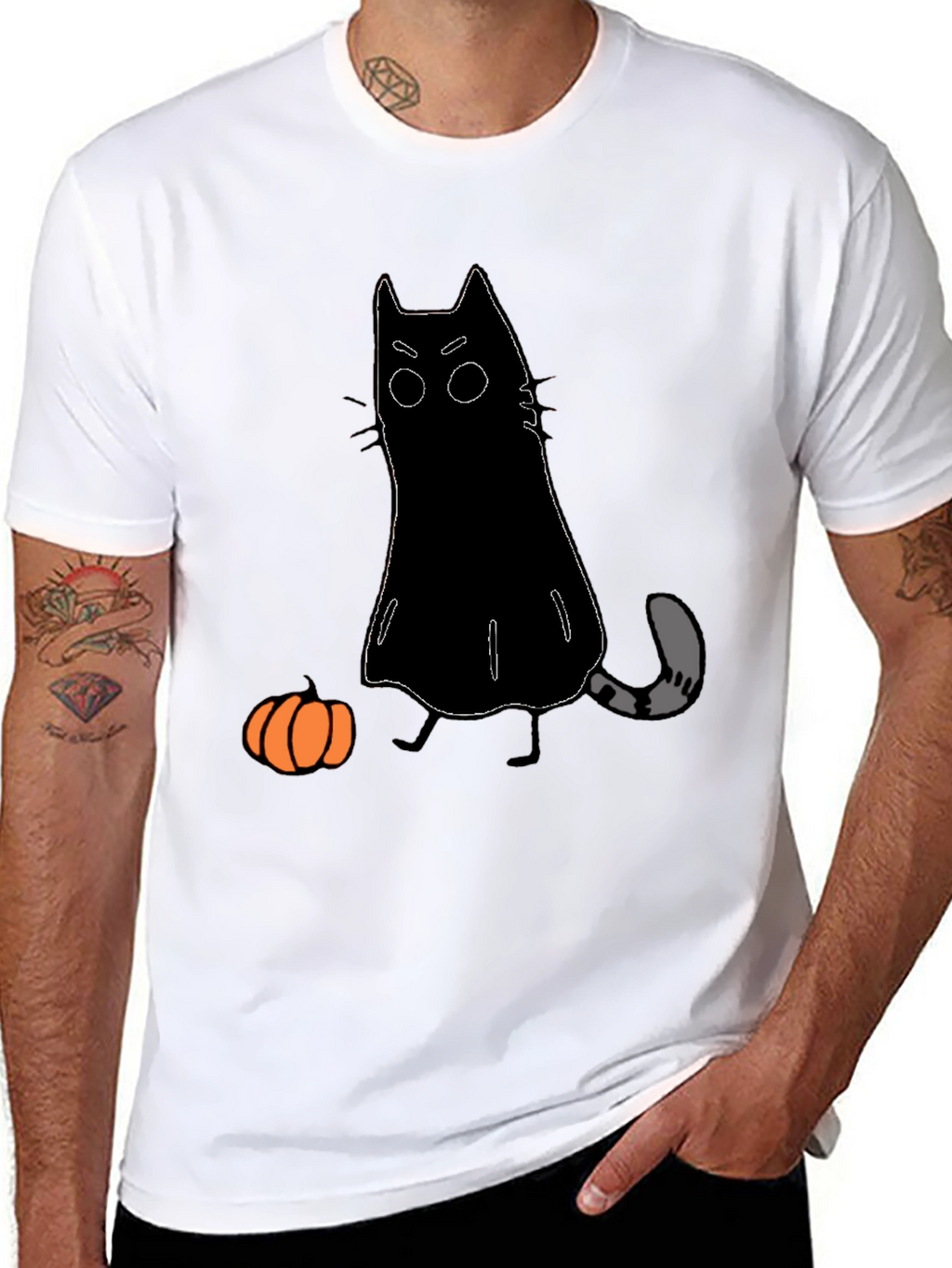 Halloween Cat Ghost T-Shirt - Spooky Season