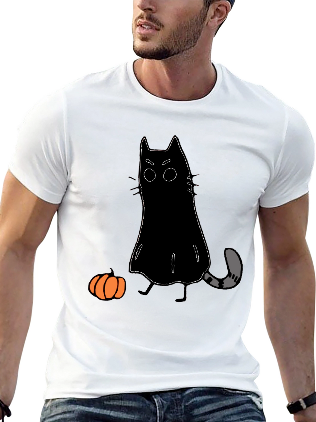 Halloween Cat Ghost T-Shirt - Spooky Season