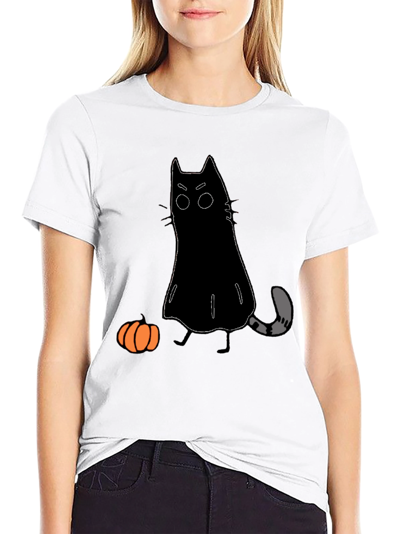 Halloween Cat Ghost T-Shirt - Spooky Season