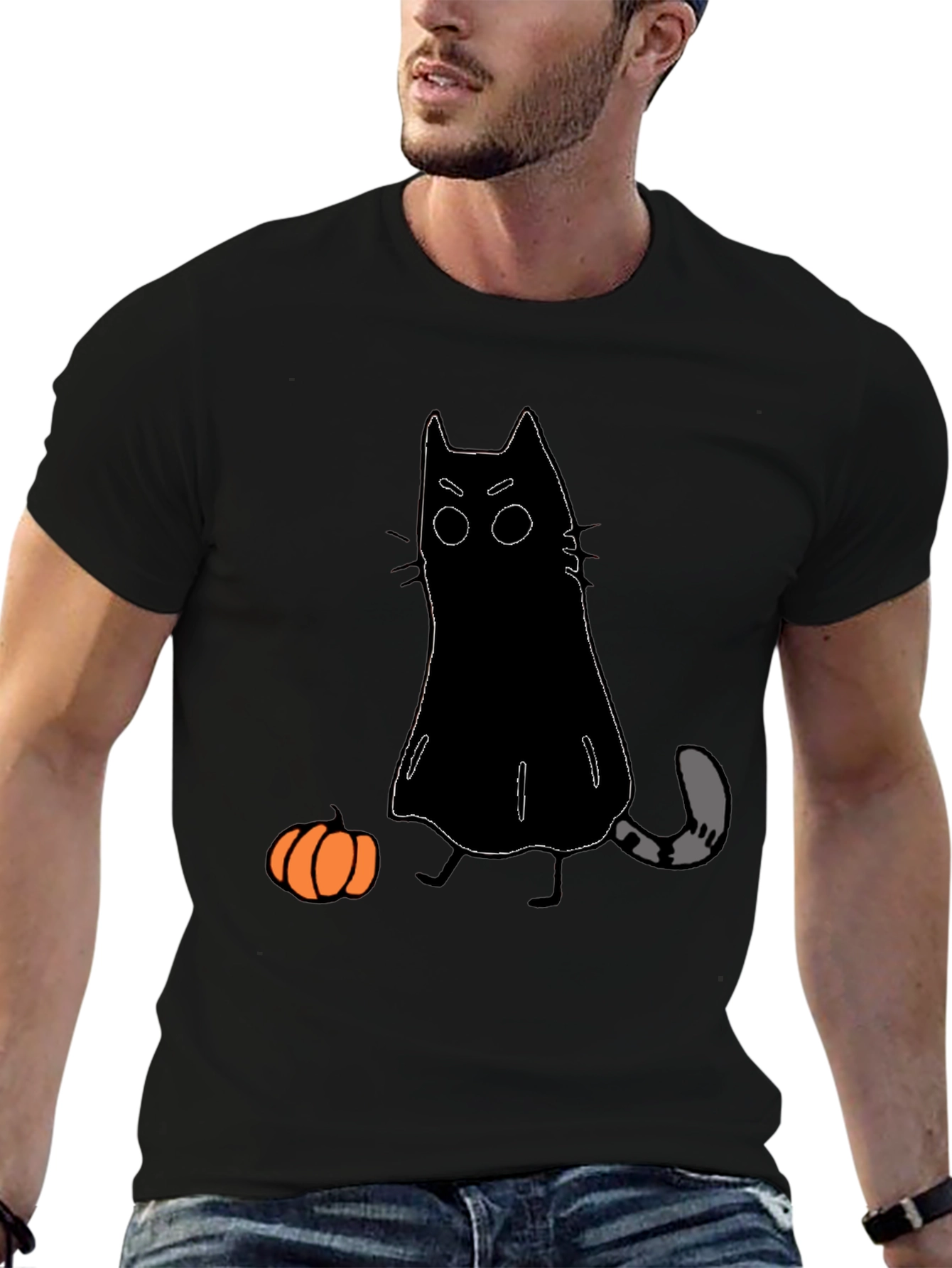 Halloween Cat Ghost T-Shirt - Spooky Season