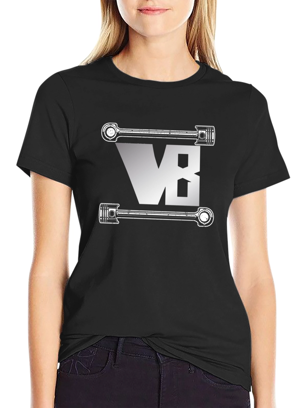 V8 Engine Piston T-Shirt - Black