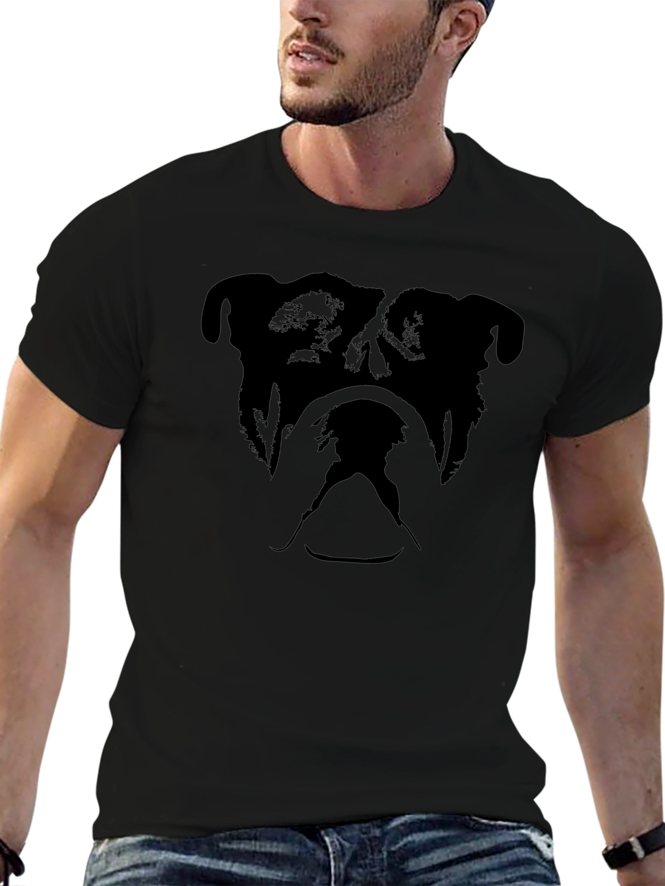 Bold Bulldog Graphic Tee - Black Cotton T-Shirt