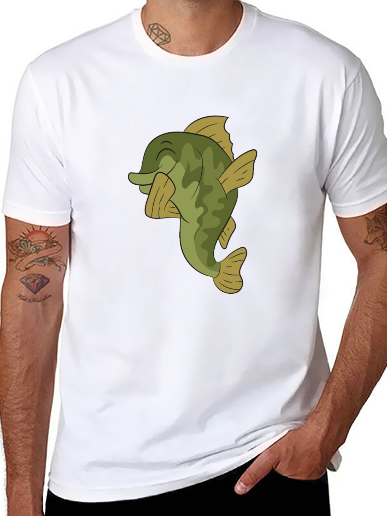 Bass Fish Graphic T-Shirt - Casual Black Tee