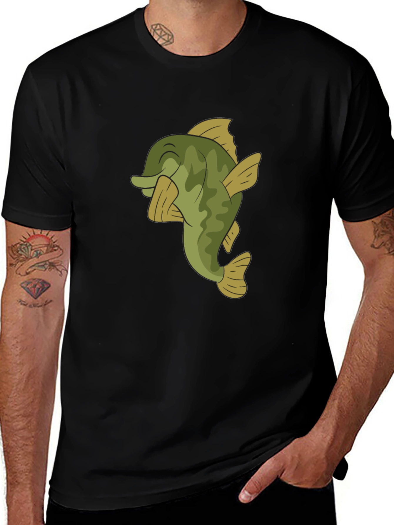 Bass Fish Graphic T-Shirt - Casual Black Tee
