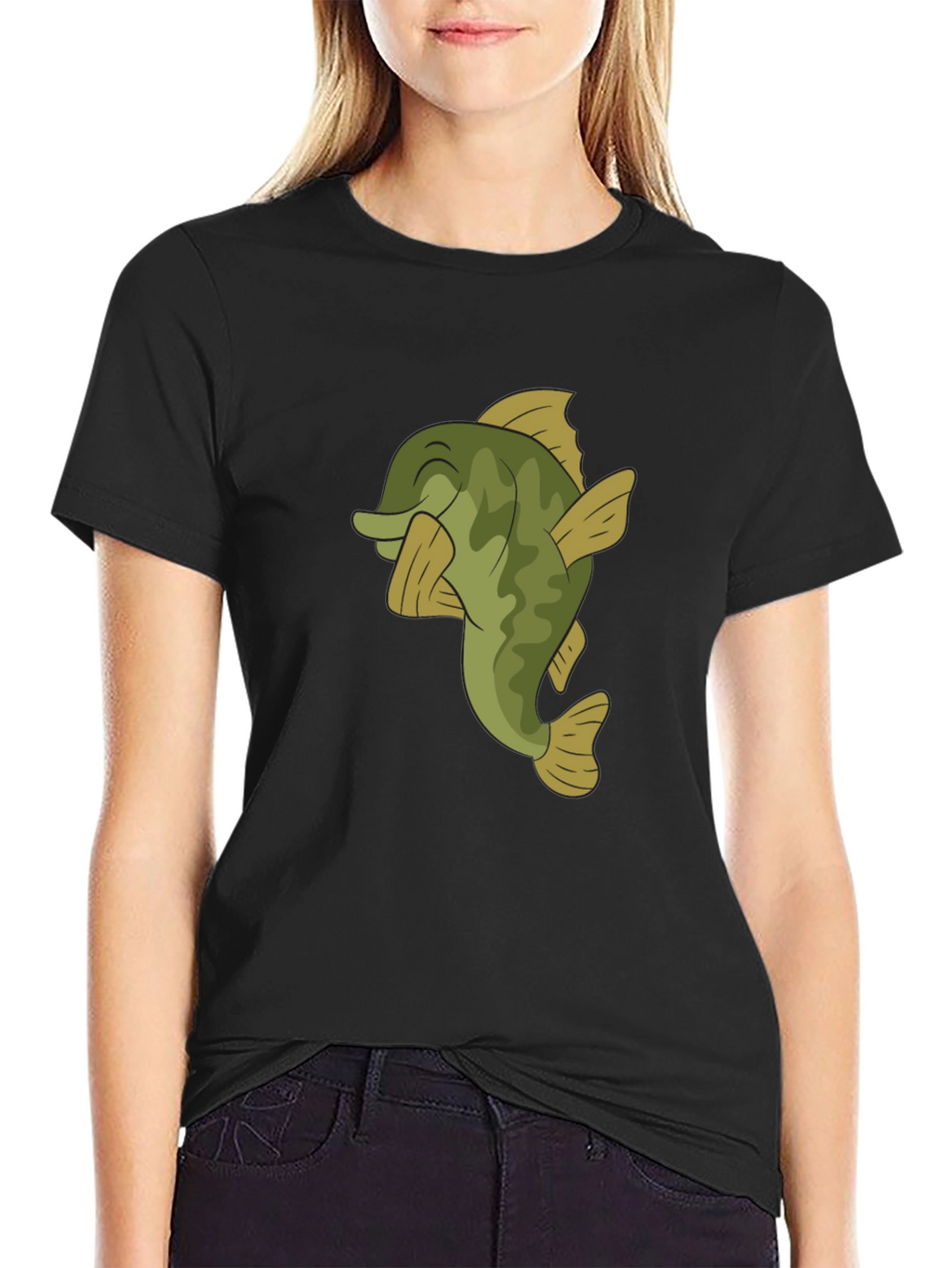 Bass Fish Graphic T-Shirt - Casual Black Tee