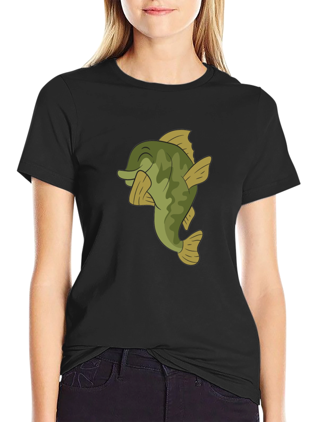 Bass Fish Graphic T-Shirt - Casual Black Tee